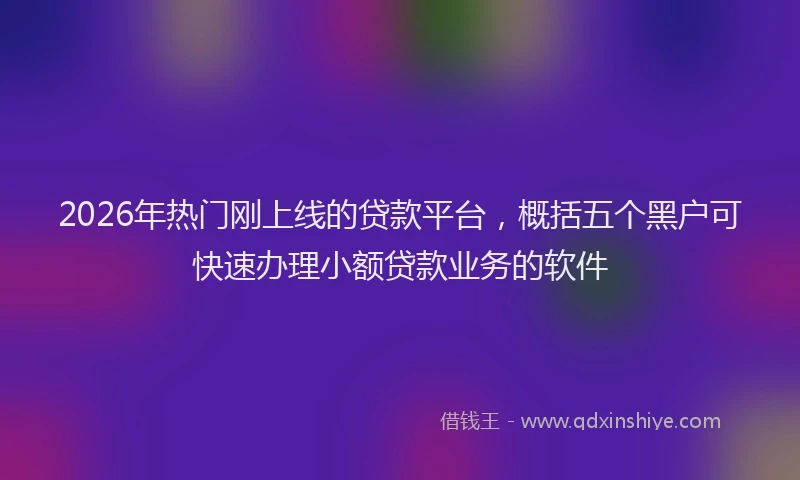 2026年热门刚上线的贷款平台，概括五个黑户可快速办理小额贷款业务的软件