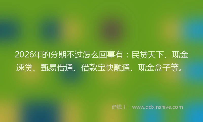 2026年的分期不过怎么回事有：民贷天下、现金速贷、甄易借通、借款宝快融通、现金盒子等。