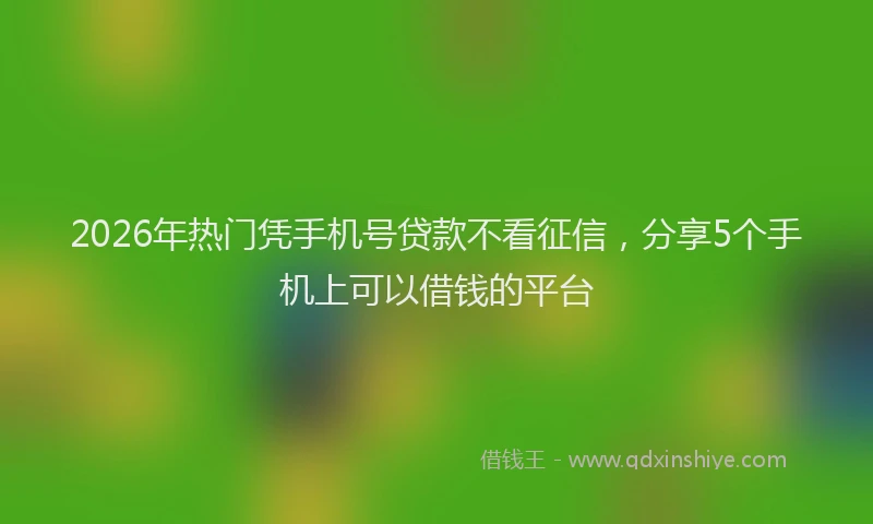 2026年热门凭手机号贷款不看征信，分享5个手机上可以借钱的平台