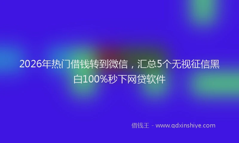2026年热门借钱转到微信，汇总5个无视征信黑白100%秒下网贷软件
