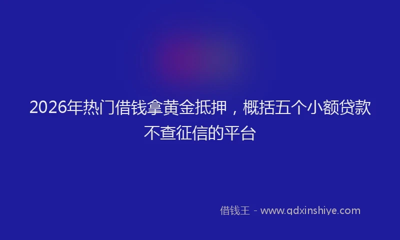 2026年热门借钱拿黄金抵押，概括五个小额贷款不查征信的平台