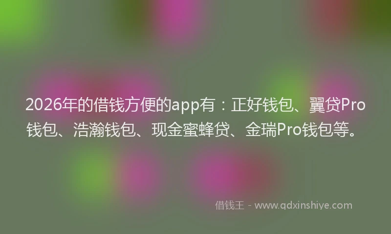 2026年的借钱方便的app有：正好钱包、翼贷Pro钱包、浩瀚钱包、现金蜜蜂贷、金瑞Pro钱包等。