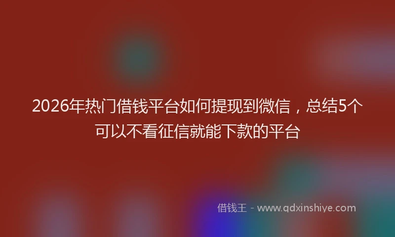 2026年热门借钱平台如何提现到微信，总结5个可以不看征信就能下款的平台
