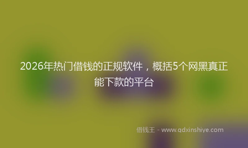 2026年热门借钱的正规软件，概括5个网黑真正能下款的平台