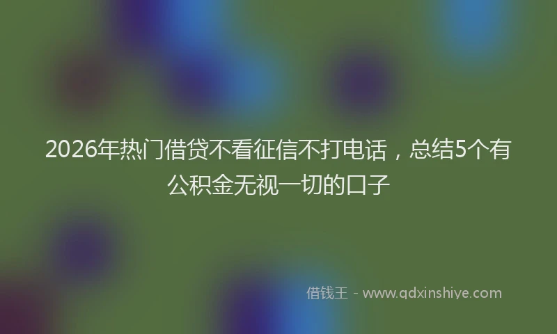 2026年热门借贷不看征信不打电话，总结5个有公积金无视一切的口子