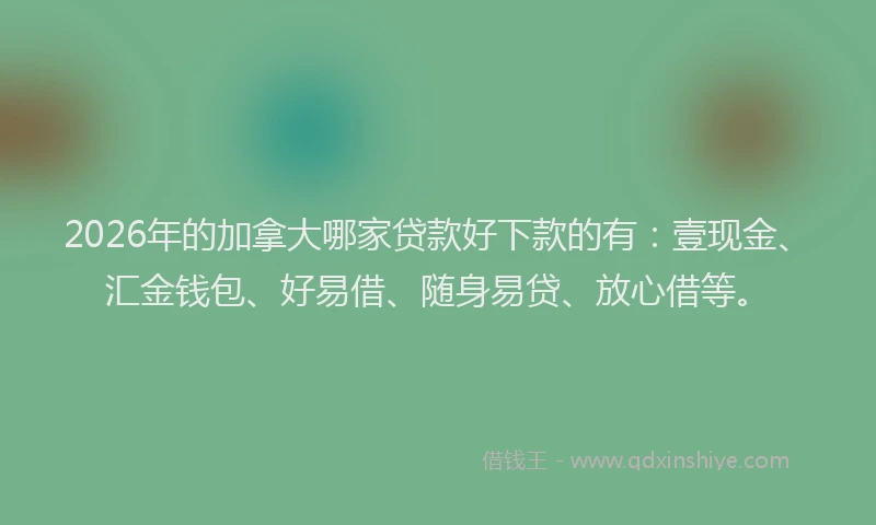 2026年的加拿大哪家贷款好下款的有：壹现金、汇金钱包、好易借、随身易贷、放心借等。