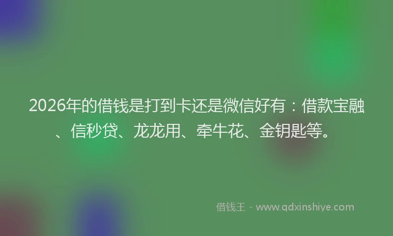 2026年的借钱是打到卡还是微信好有：借款宝融、信秒贷、龙龙用、牵牛花、金钥匙等。
