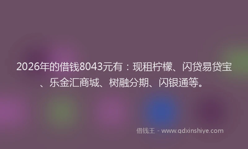 2026年的借钱8043元有：现租柠檬、闪贷易贷宝、乐金汇商城、树融分期、闪银通等。