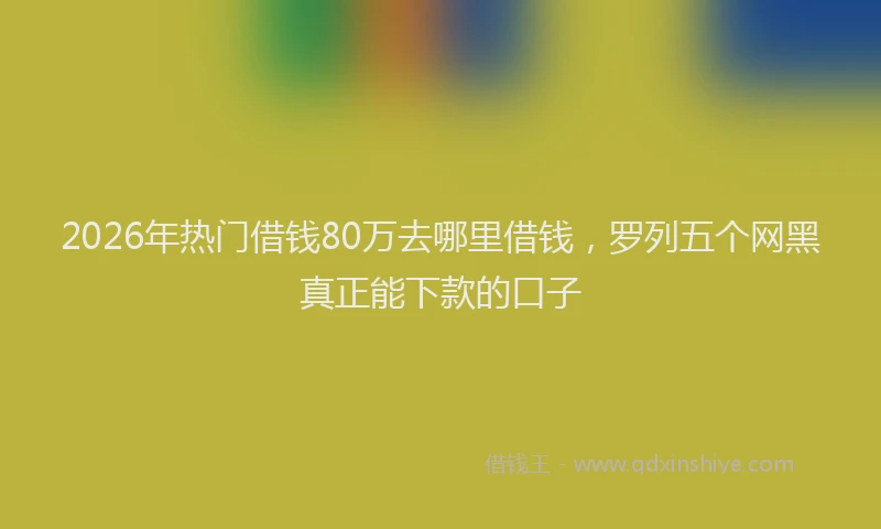 2026年热门借钱80万去哪里借钱，罗列五个网黑真正能下款的口子