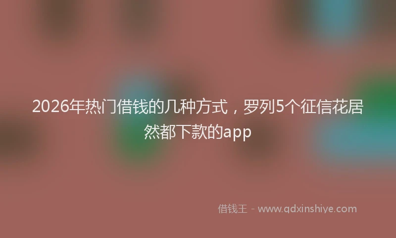 2026年热门借钱的几种方式，罗列5个征信花居然都下款的app