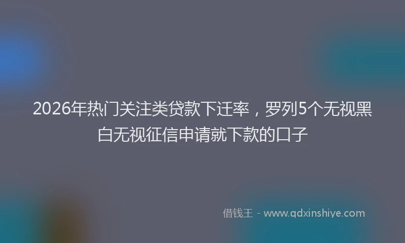 2026年热门关注类贷款下迁率，罗列5个无视黑白无视征信申请就下款的口子