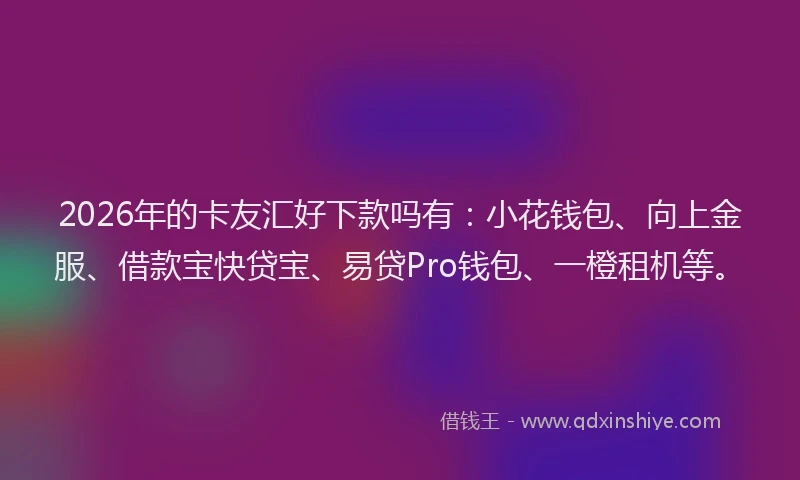 2026年的卡友汇好下款吗有：小花钱包、向上金服、借款宝快贷宝、易贷Pro钱包、一橙租机等。