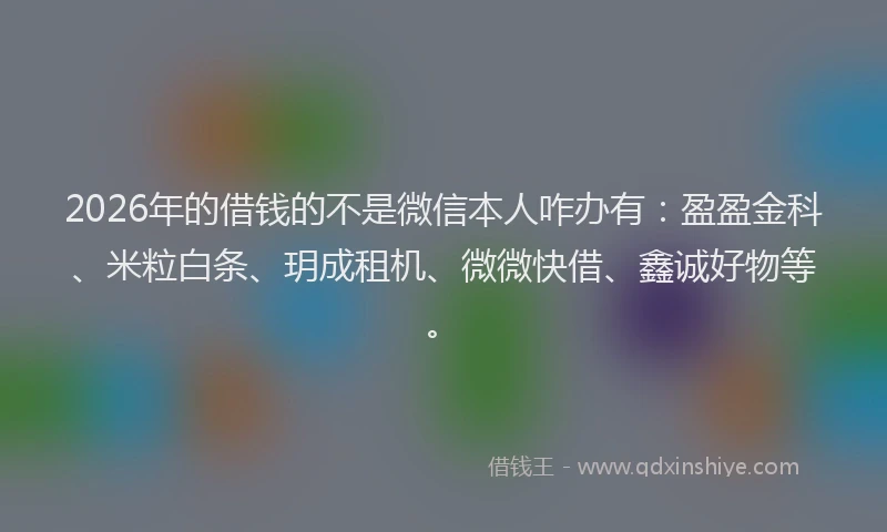 2026年的借钱的不是微信本人咋办有：盈盈金科、米粒白条、玥成租机、微微快借、鑫诚好物等。