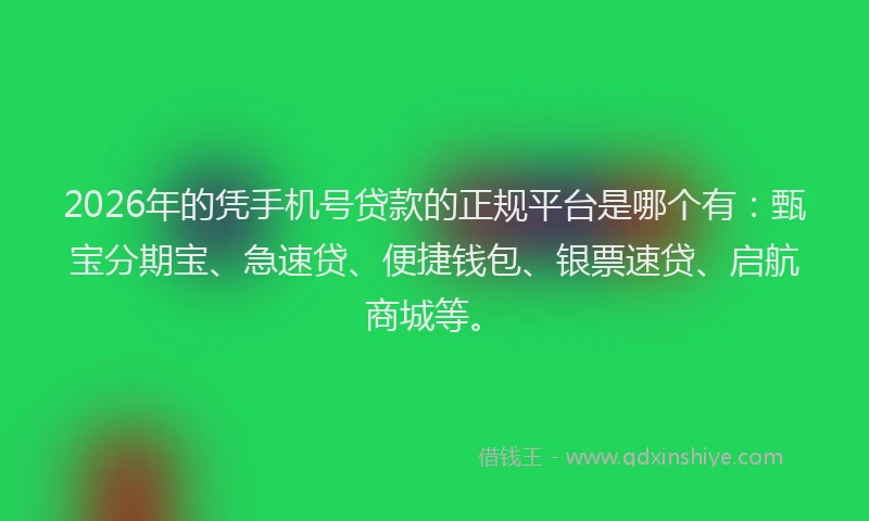 2026年的凭手机号贷款的正规平台是哪个有：甄宝分期宝、急速贷、便捷钱包、银票速贷、启航商城等。