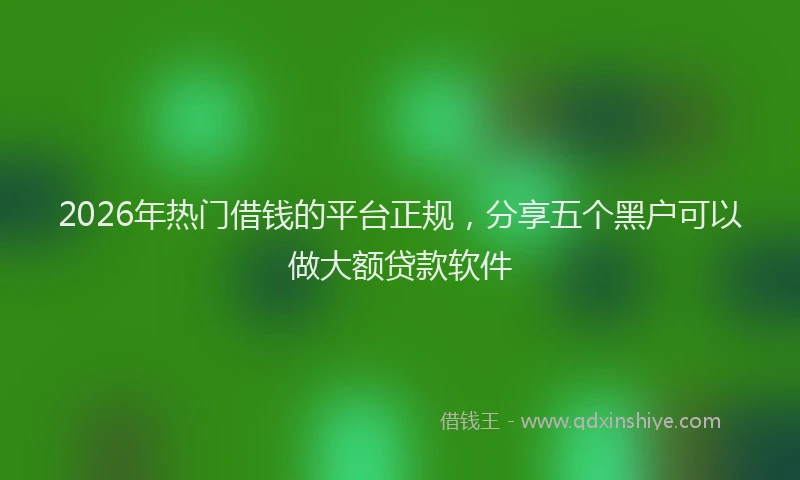 2026年热门借钱的平台正规，分享五个黑户可以做大额贷款软件