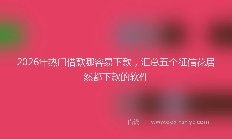 2026年热门借款哪容易下款，汇总五个征信花居然都下款的软件