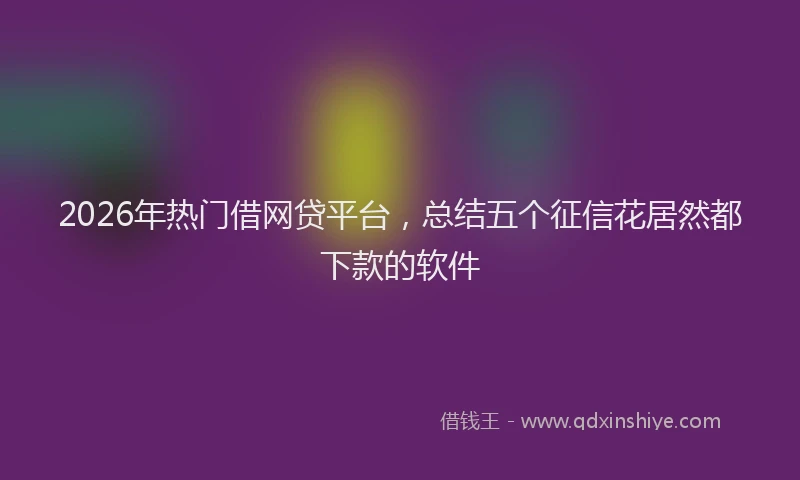 2026年热门借网贷平台，总结五个征信花居然都下款的软件