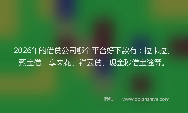 2026年的借贷公司哪个平台好下款有：拉卡拉、甄宝借、享来花、祥云贷、现金秒借宝途等。