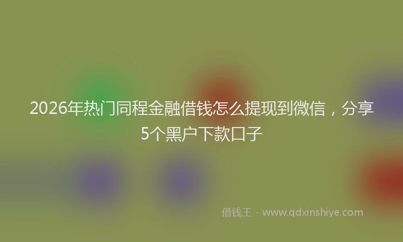 2026年热门同程金融借钱怎么提现到微信，分享5个黑户下款口子