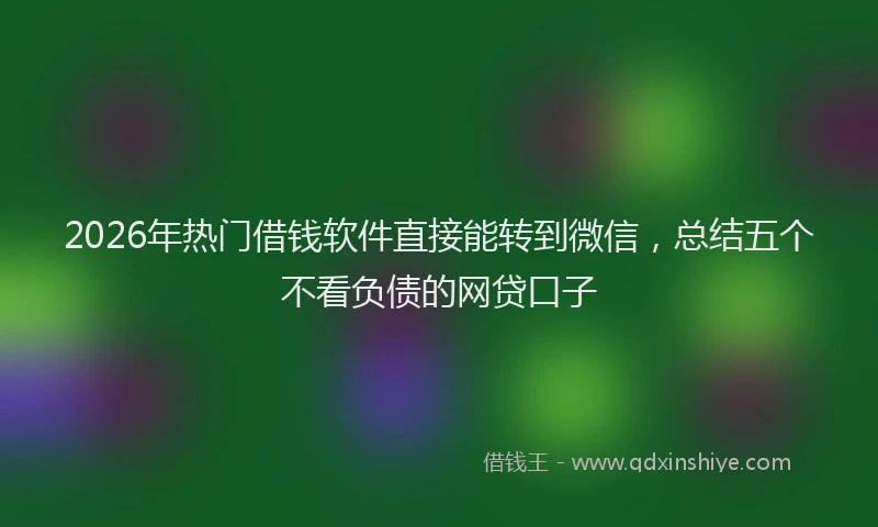 2026年热门借钱软件直接能转到微信，总结五个不看负债的网贷口子