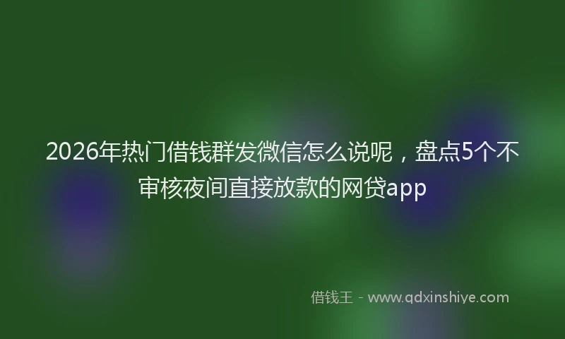 2026年热门借钱群发微信怎么说呢，盘点5个不审核夜间直接放款的网贷app