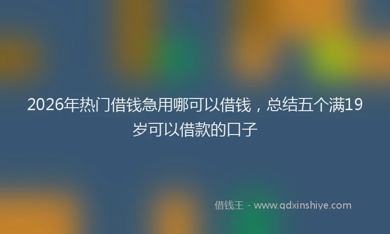 2026年热门借钱急用哪可以借钱，总结五个满19岁可以借款的口子