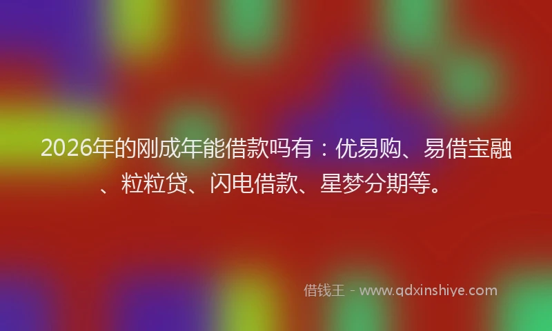 2026年的刚成年能借款吗有：优易购、易借宝融、粒粒贷、闪电借款、星梦分期等。