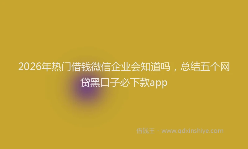2026年热门借钱微信企业会知道吗，总结五个网贷黑口子必下款app