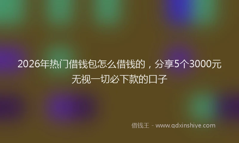 2026年热门借钱包怎么借钱的，分享5个3000元无视一切必下款的口子