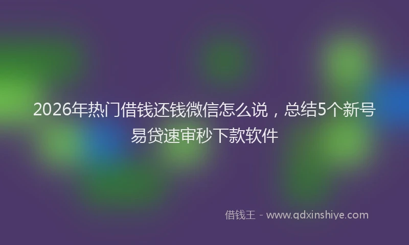 2026年热门借钱还钱微信怎么说，总结5个新号易贷速审秒下款软件
