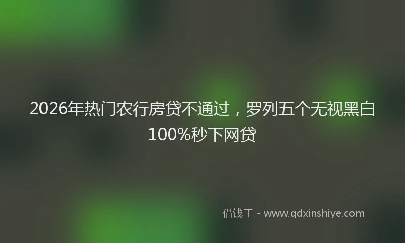 2026年热门农行房贷不通过，罗列五个无视黑白100%秒下网贷