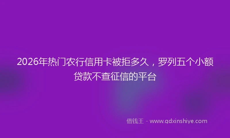 2026年热门农行信用卡被拒多久，罗列五个小额贷款不查征信的平台