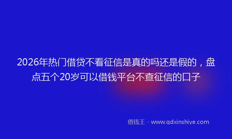 2026年热门借贷不看征信是真的吗还是假的，盘点五个20岁可以借钱平台不查征信的口子