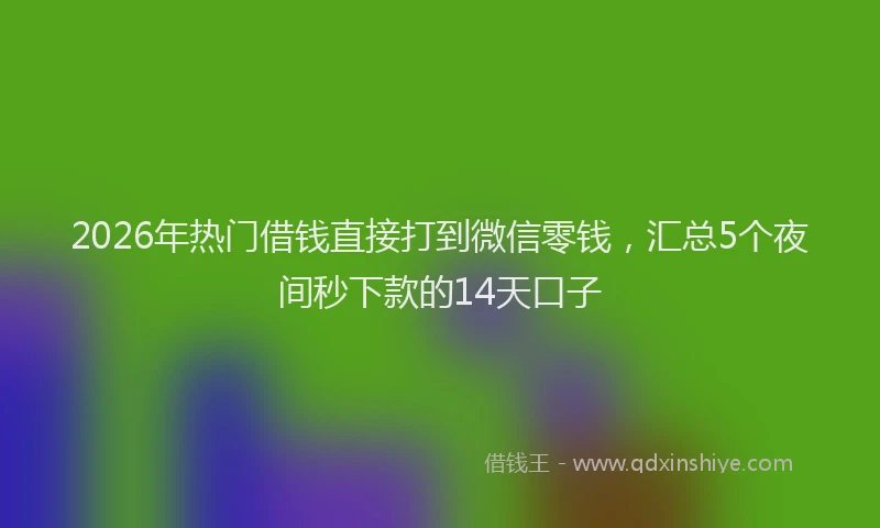 2026年热门借钱直接打到微信零钱，汇总5个夜间秒下款的14天口子