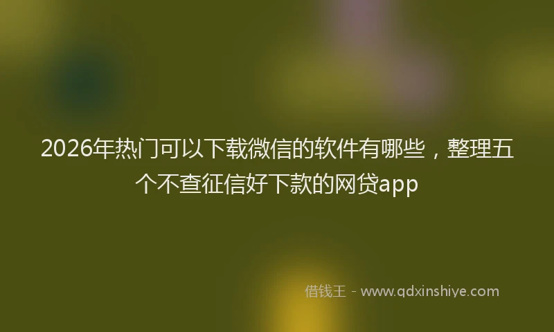 2026年热门可以下载微信的软件有哪些，整理五个不查征信好下款的网贷app
