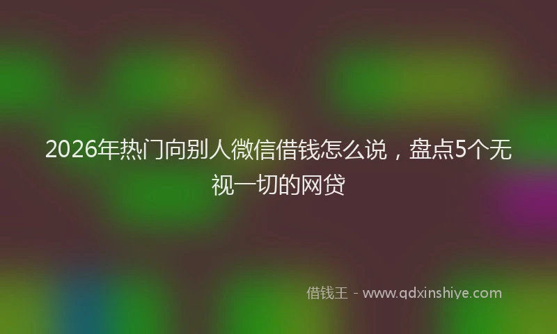 2026年热门向别人微信借钱怎么说，盘点5个无视一切的网贷