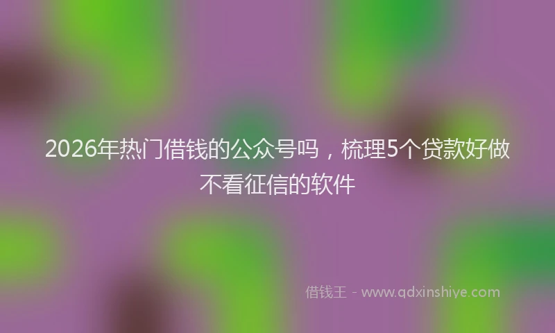 2026年热门借钱的公众号吗，梳理5个贷款好做不看征信的软件