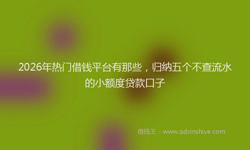 2026年热门借钱平台有那些，归纳五个不查流水的小额度贷款口子