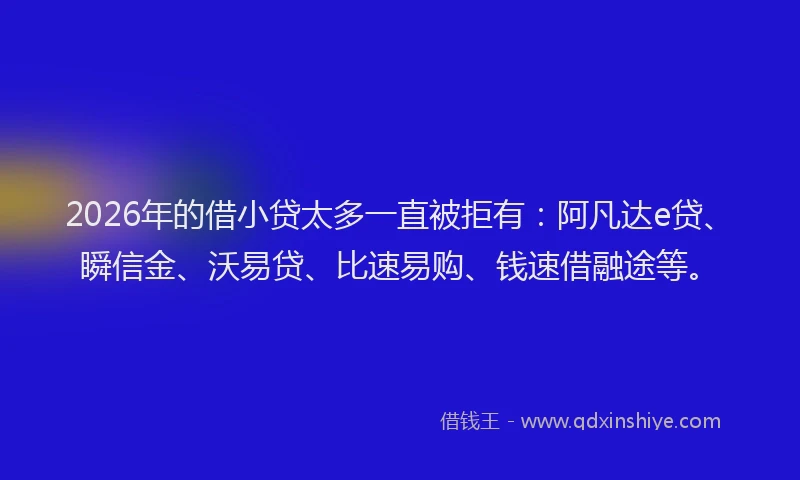 2026年的借小贷太多一直被拒有：阿凡达e贷、瞬信金、沃易贷、比速易购、钱速借融途等。