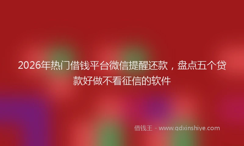 2026年热门借钱平台微信提醒还款，盘点五个贷款好做不看征信的软件