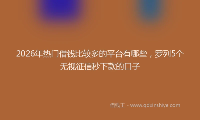 2026年热门借钱比较多的平台有哪些，罗列5个无视征信秒下款的口子