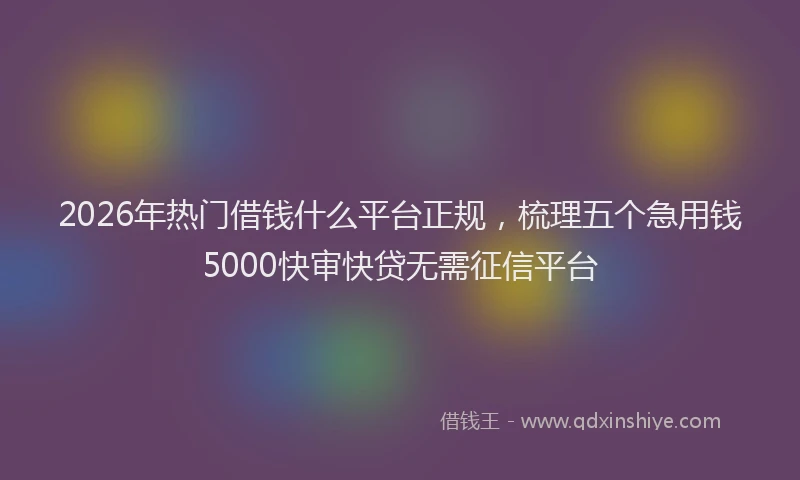 2026年热门借钱什么平台正规，梳理五个急用钱5000快审快贷无需征信平台