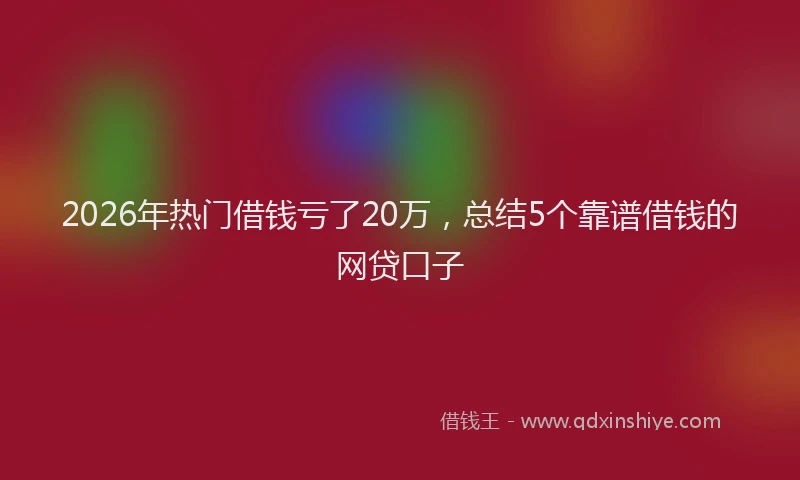 2026年热门借钱亏了20万，总结5个靠谱借钱的网贷口子