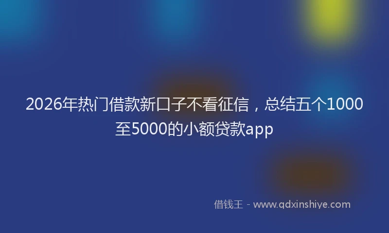 2026年热门借款新口子不看征信，总结五个1000至5000的小额贷款app