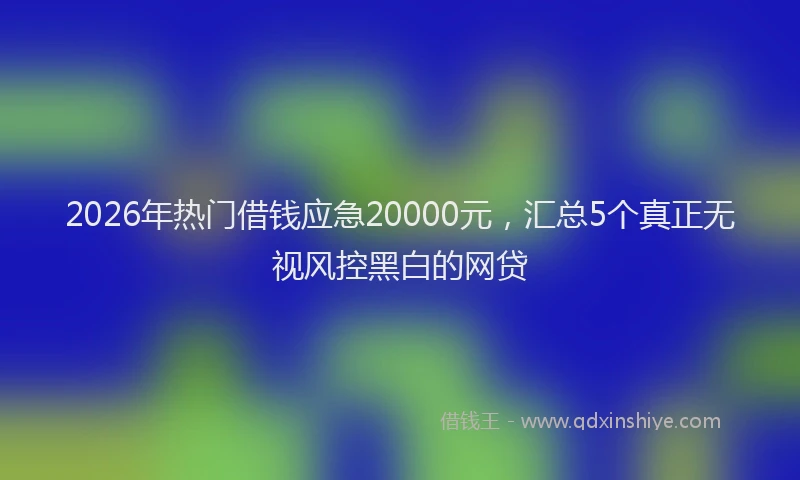 2026年热门借钱应急20000元，汇总5个真正无视风控黑白的网贷