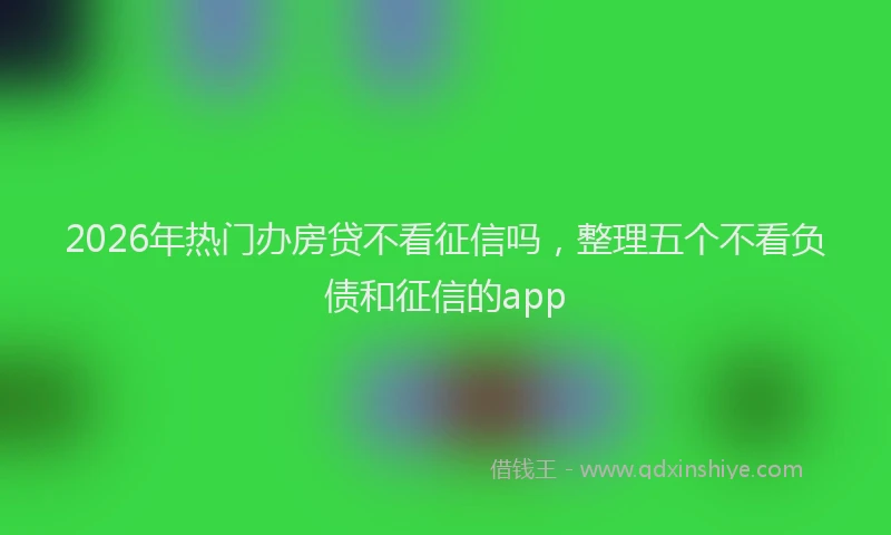 2026年热门办房贷不看征信吗，整理五个不看负债和征信的app