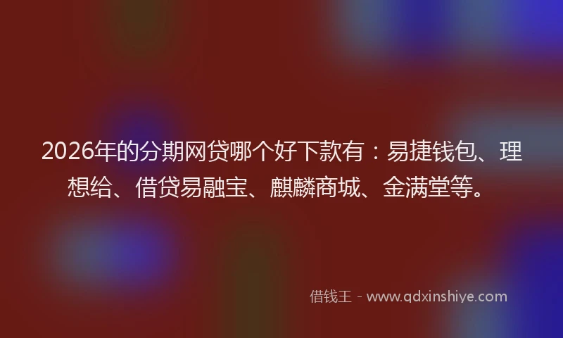 2026年的分期网贷哪个好下款有：易捷钱包、理想给、借贷易融宝、麒麟商城、金满堂等。