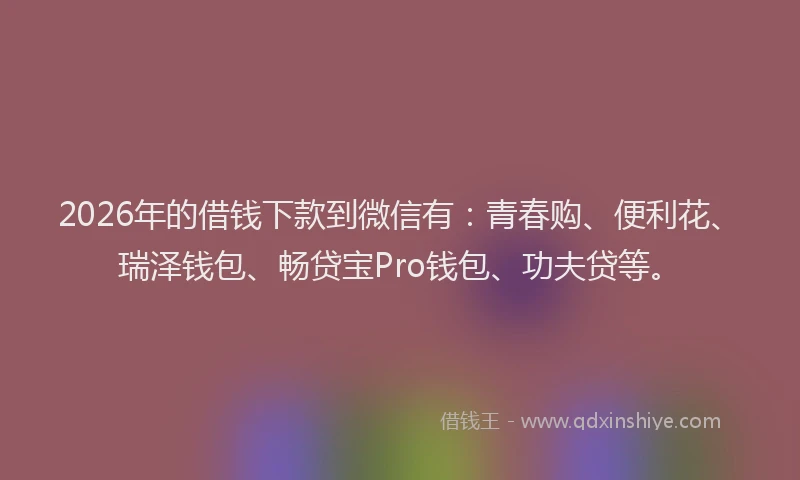 2026年的借钱下款到微信有：青春购、便利花、瑞泽钱包、畅贷宝Pro钱包、功夫贷等。