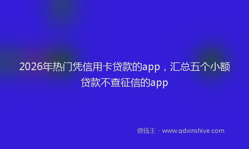 2026年热门凭信用卡贷款的app，汇总五个小额贷款不查征信的app
