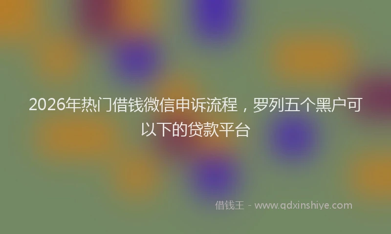 2026年热门借钱微信申诉流程，罗列五个黑户可以下的贷款平台